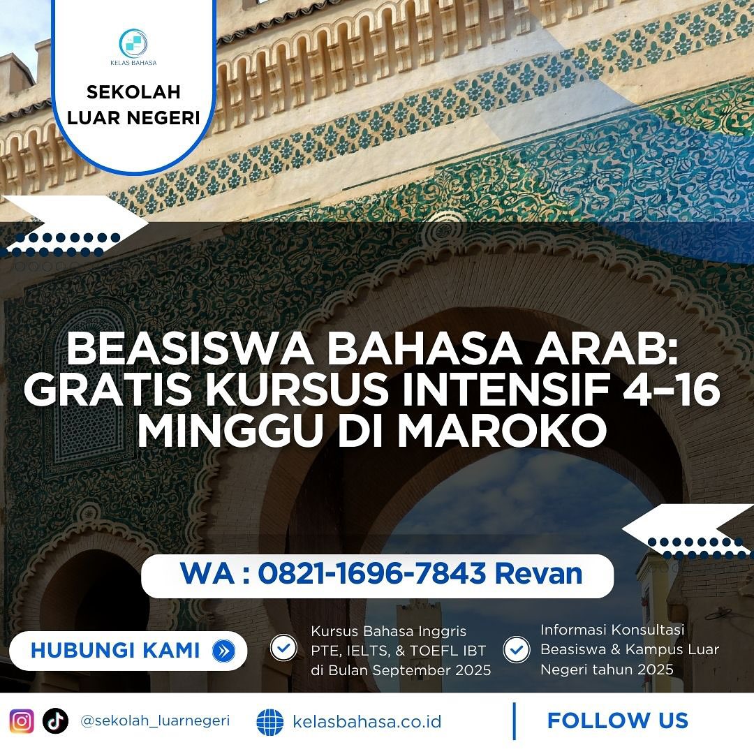 beasiswa bahasa arab kursus intensif maroko 4-16 minggu