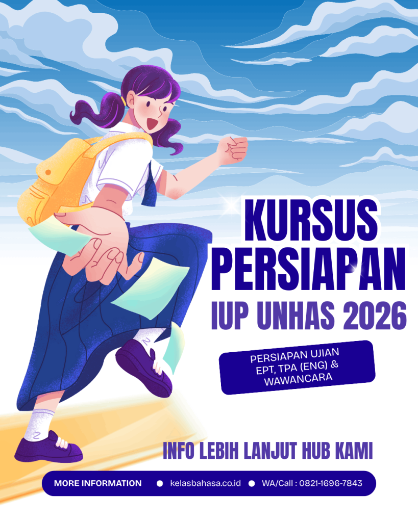 Kursus persiapan IUP UNHAS 2026 untuk English Proficiency Test (EPT) dan TPA English