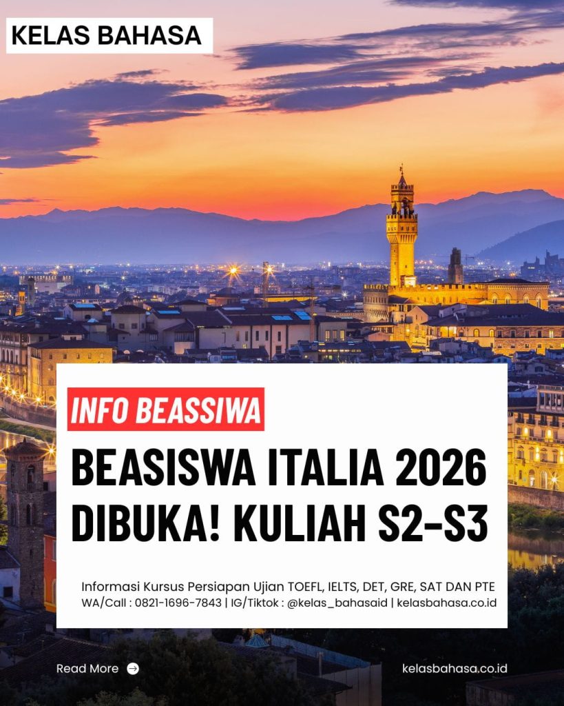 Beasiswa Italia 2026 kuliah gratis S2 S3 dengan tunjangan hingga Rp200 juta