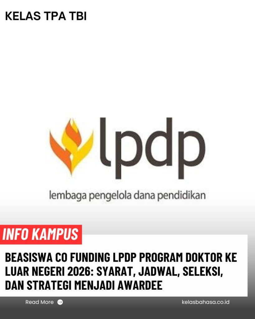 Beasiswa Co Funding LPDP Doktor Luar Negeri 2026 untuk Studi S3 di Universitas Internasional